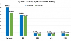 Tốc độ tăng nợ nhóm 2 ngân hàng có xu hướng chậm lại