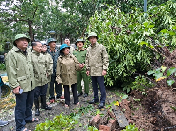 Bí thư thành ủy Hà Nội kiểm tra công tác khắc phục sau bão tại quận Bắc Từ Liêm