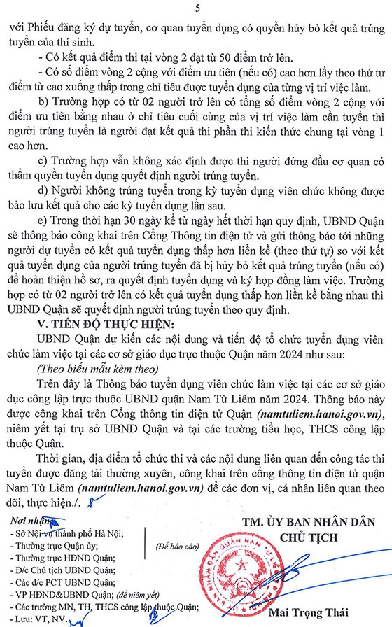 UBND quận Nam Từ Liêm, Hà Nội tuyển dụng viên chức ngành GD&amp;ĐT năm 2024