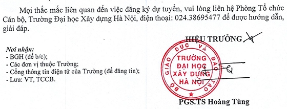 Trường Đại học Xây dựng Hà Nội thông báo kế hoạch tuyển dụng