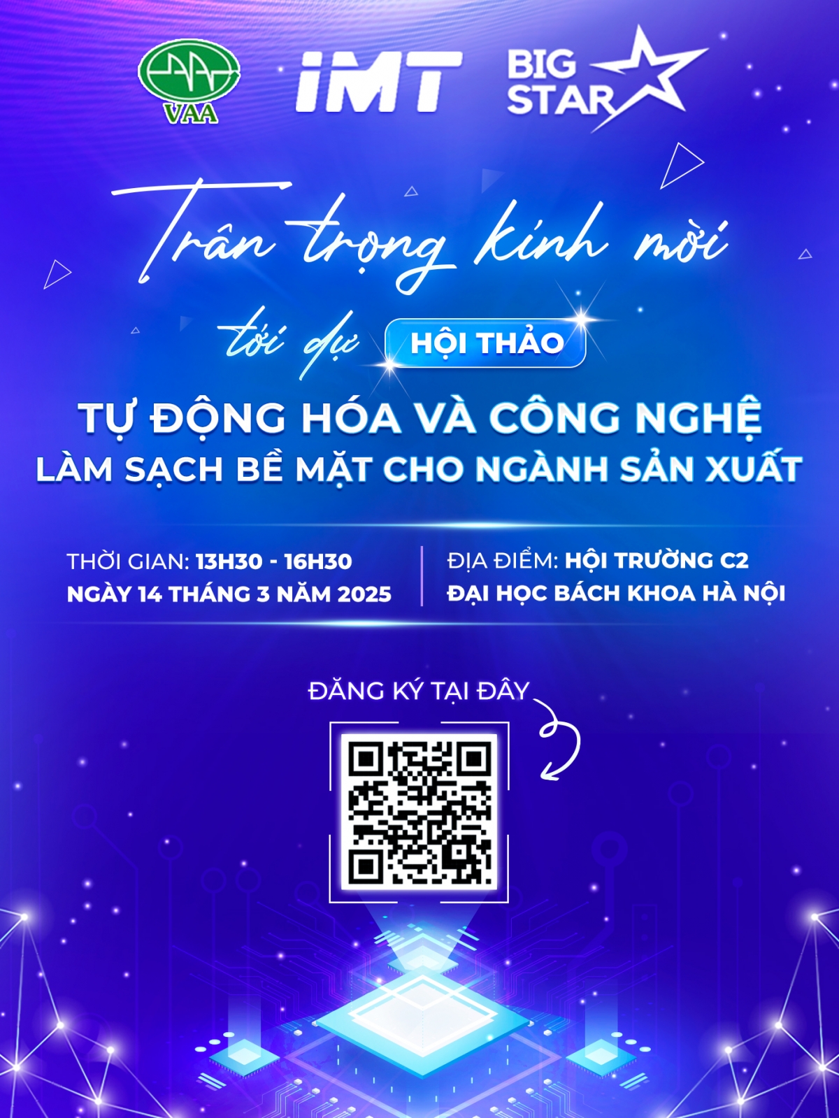 14/03, sẽ diễn ra Hội thảo ‘Tự động hoá và Công nghệ làm sạch bề mặt cho ngành sản xuất’