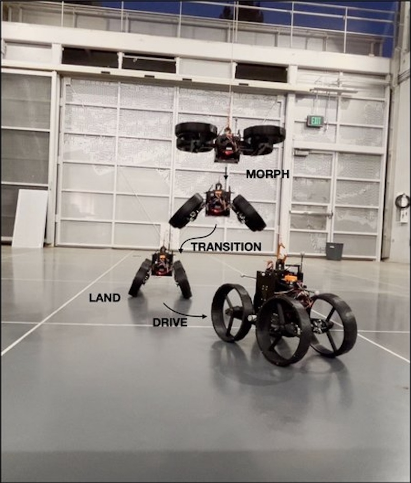 Robot bay biến hình giữa không trung, di chuyển mượt mà cả trên không và đất