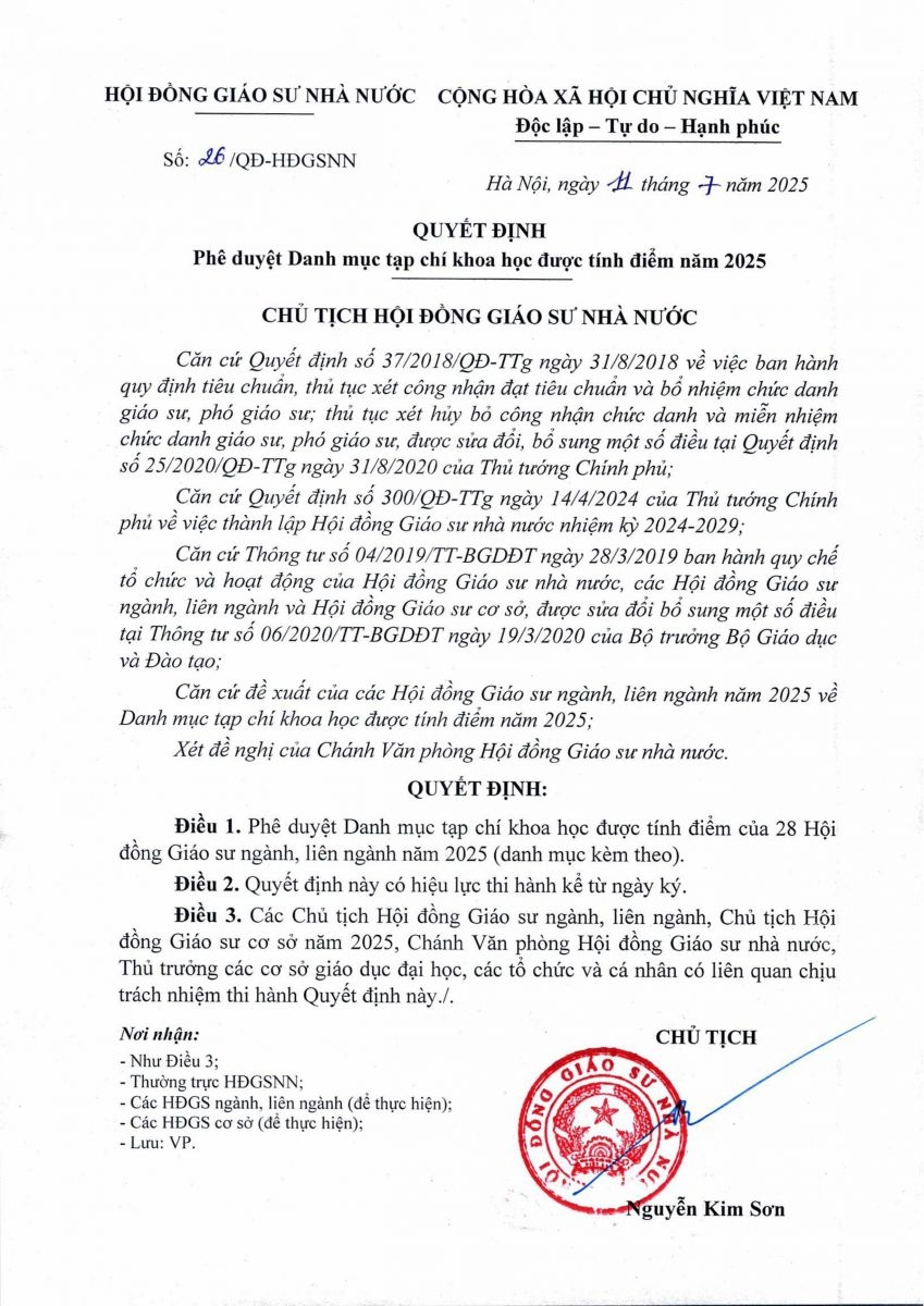 Tạp chí Đo lường, Điều khiển và Tự động hóa (MCA) tiếp tục được công nhận đến 1 điểm