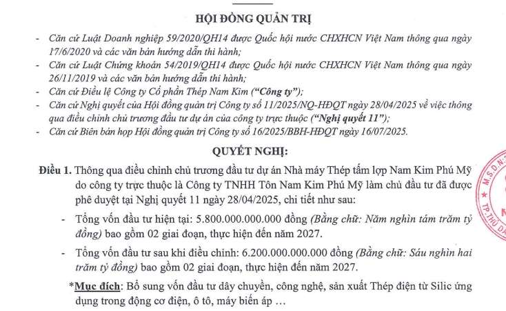 Lợi nhuận giảm mạnh, Thép Nam Kim công bố thêm thông tin bị phạt thuế