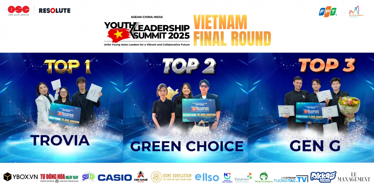  TOP 3 đội xuất sắc gồm Trovia, Green Choice và Gen G sẽ đại diện Việt Nam tranh tài tại sân chơi quốc tế ở Singapore.