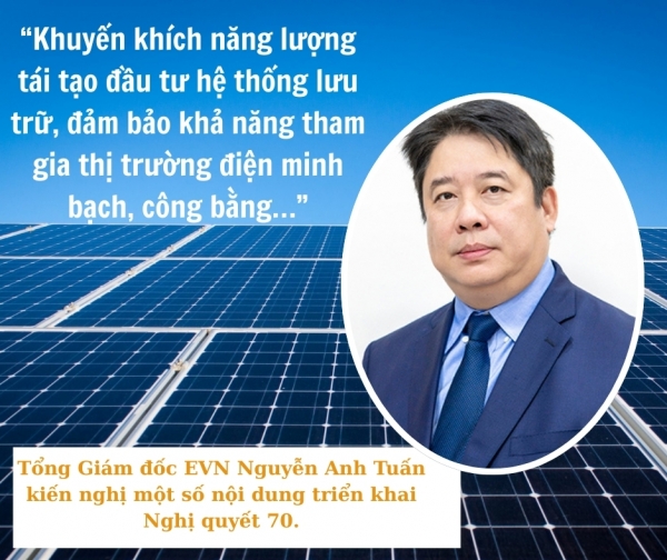 Tổng Giám đốc Nguyễn Anh Tuấn: EVN đẩy mạnh hệ thống cơ chế, chính sách nhằm cụ thể hoá Nghị quyết 70