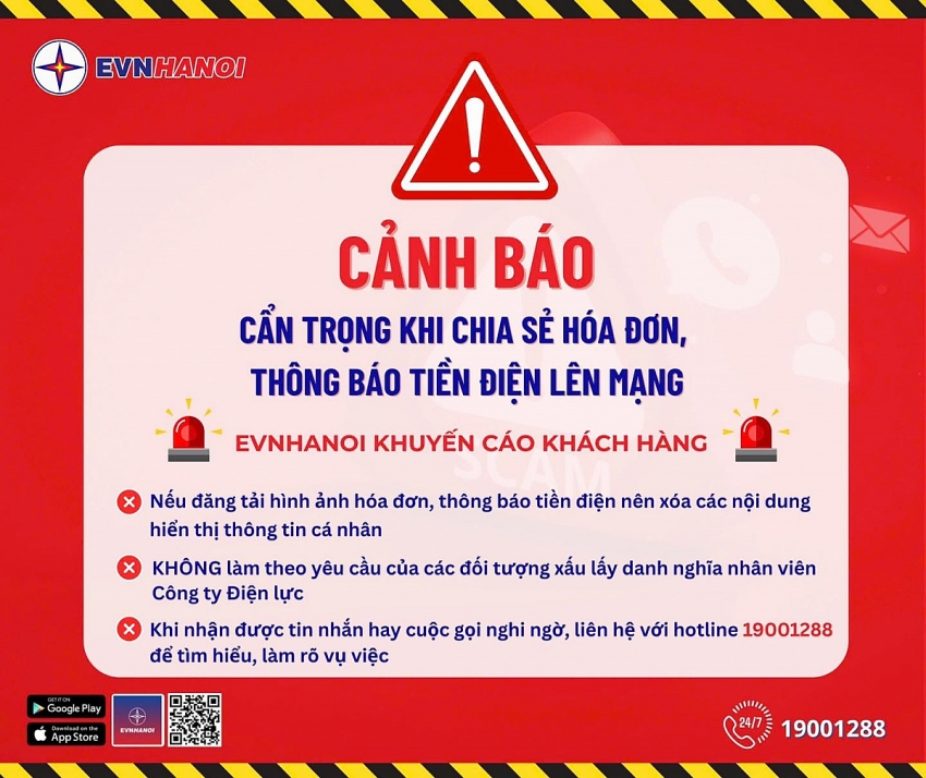 EVNHANOI khuyến cáo người dân bảo mật thông tin hợp đồng, hóa đơn điện