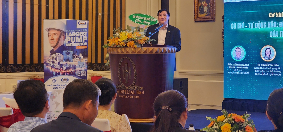 PGS.TS. Lê Hoài Quốc – Chủ tịch Hội Tự động hóa TP.HCM phát biểu tại sự kiện