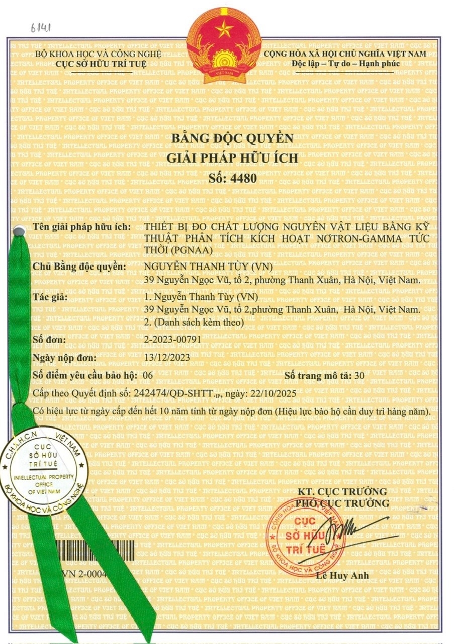 Nghiên cứu chế tạo thiết bị phân tích hàm lượng nguyên tố và đo chất lượng nguyên vật liệu bằng kỹ thuật phân tích kích hoạt Nơtron-Gamma tức thời (PGNAA) ở Việt Nam