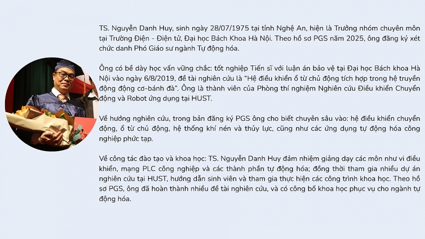 Những gương mặt nổi bật trong danh sách ứng viên GS, PGS Tự động hóa 2025