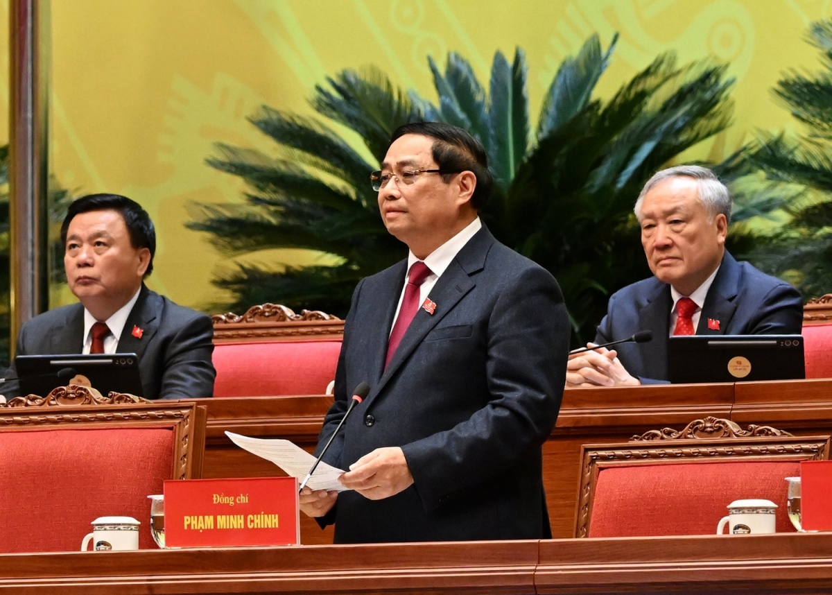 Đồng chí Phạm Minh Chính, Ủy viên Bộ Chính trị, Thủ tướng Chính phủ điều hành Phiên khai mạc Đại hội.