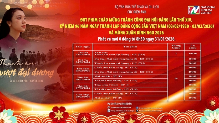 Tổ chức Đợt phim mừng Đảng, mừng Xuân Bính Ngọ 2026