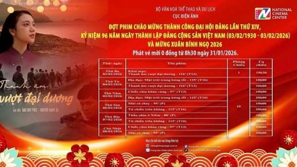 Tổ chức Đợt phim mừng Đảng, mừng Xuân Bính Ngọ 2026