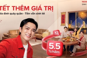 Tiền Tết không “ngủ quên”: Sinh lời tự động đến 5,5%/năm cùng Techcombank