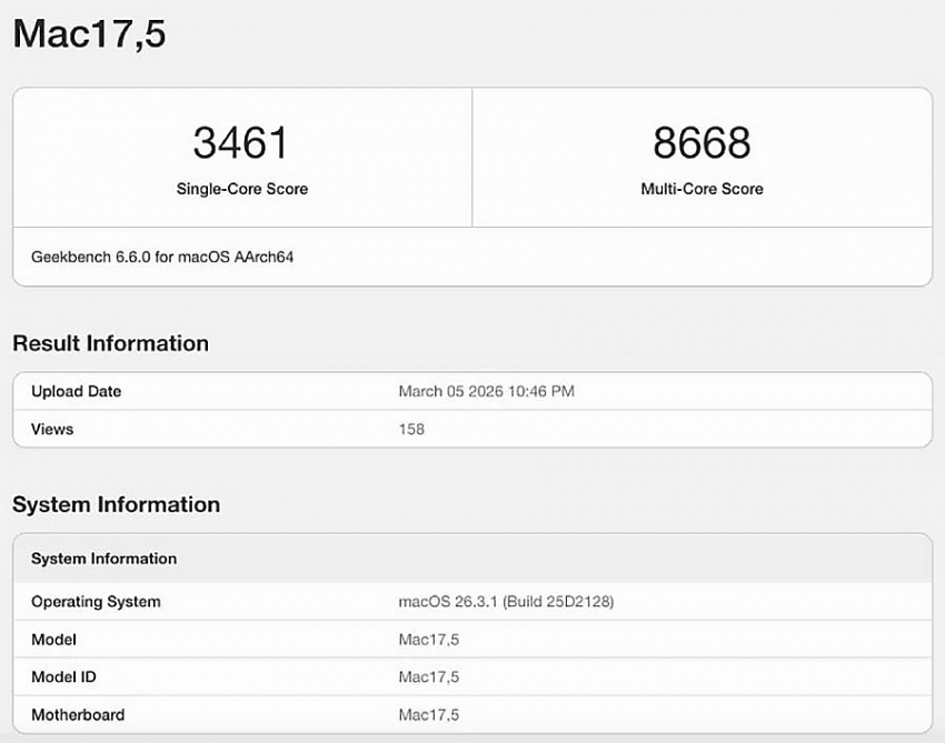Lộ điểm hiệu năng MacBook Neo: Sức mạnh CPU ngang iPhone 16 Pro