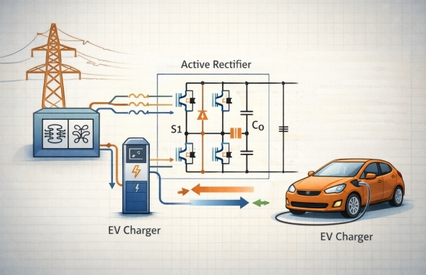 Mô hình rút gọn của bộ sạc hai chiều dựa trên chỉnh lưu chủ động cho hệ thống xe-lưới điện