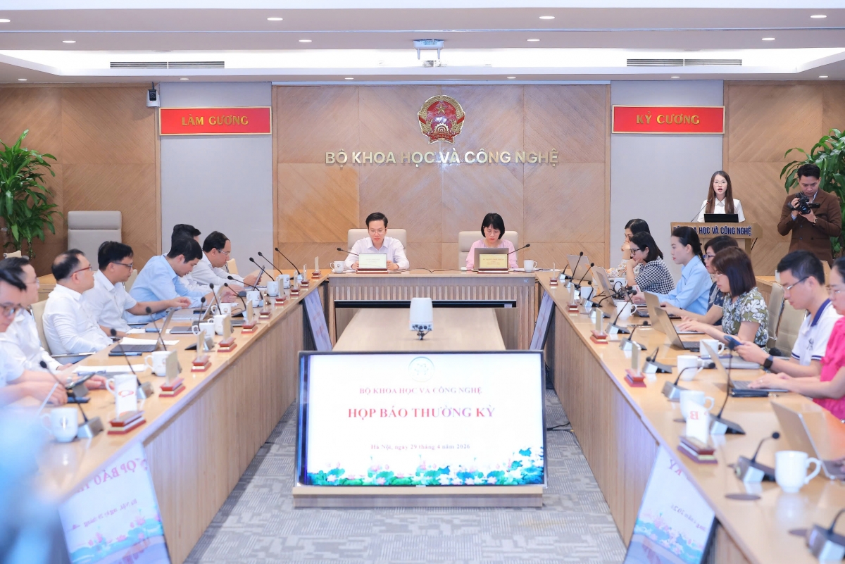 Toàn cảnh Họp báo thường kỳ tháng 4/2026 Bộ Khoa học và Công nghệ.