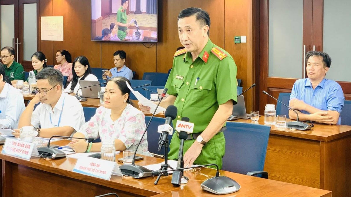 Thượng tá Trần Xuân Phương - đại diện Phòng Cảnh sát Phòng cháy chữa cháy và Cứu nạn cứu hộ (PC07) - Công an TP. Hồ Chí Minh phát biểu về tầm quan trọng của công nghệ trong công tác bảo đảm an toàn đô thị