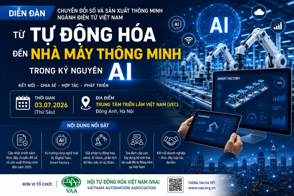 Tăng tốc chuyển đổi số ngành điện tử: Diễn đàn về nhà máy thông minh sẽ diễn ra ngày 3/7