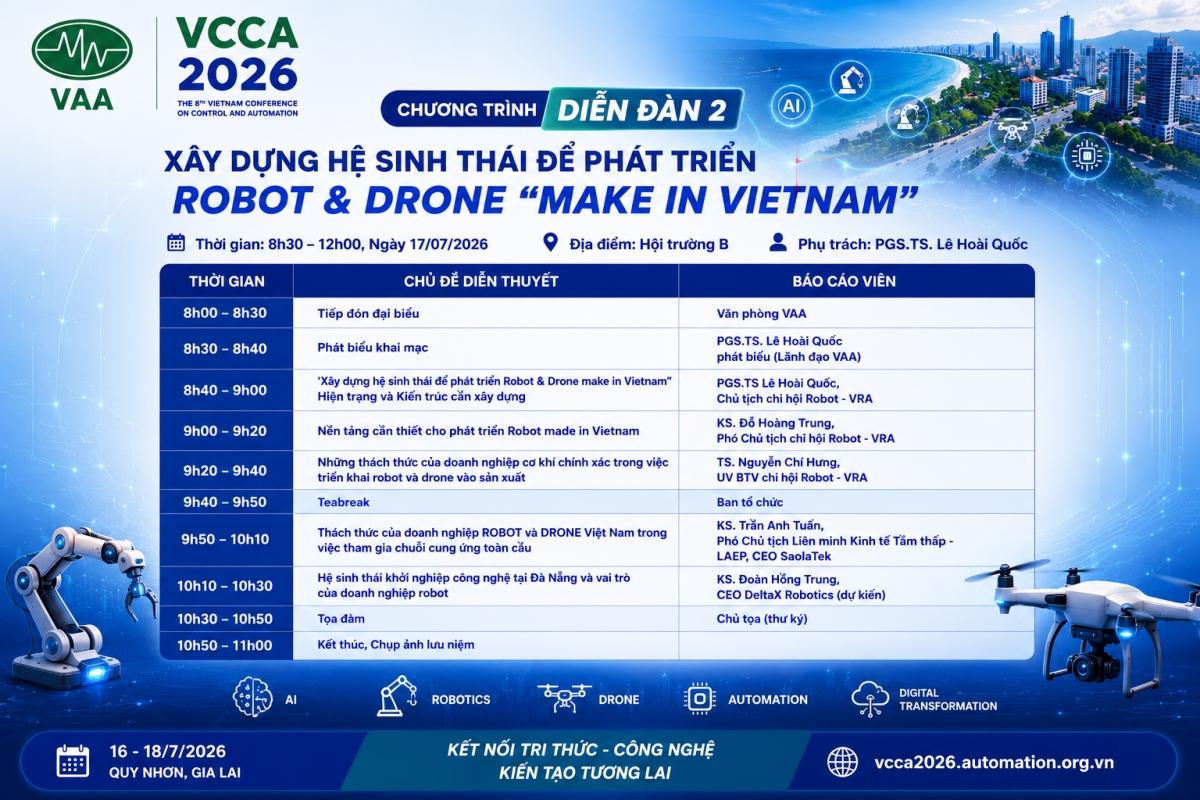 Xây dựng hệ sinh thái Robot & Drone Make in Vietnam: trọng tâm Diễn đàn số 2 tại VCCA 2026