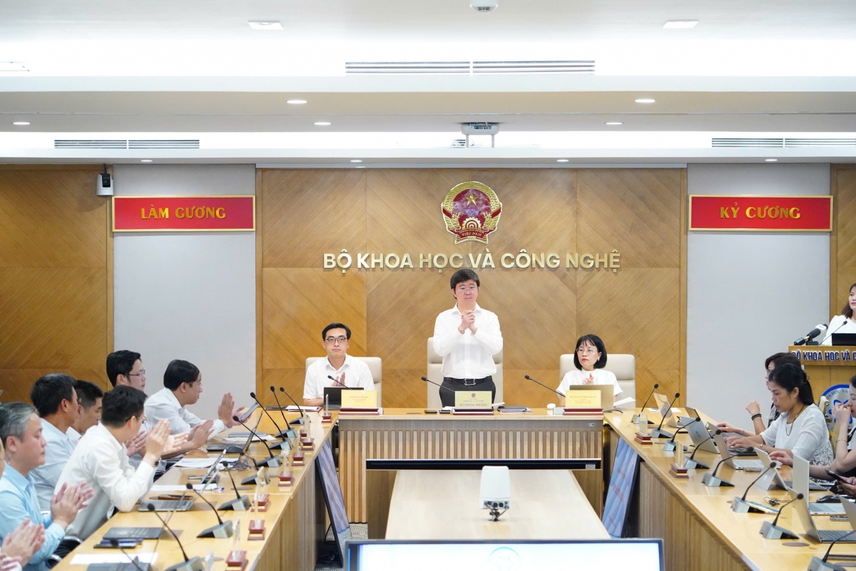 Toàn cảnh buổi họp báo. Ảnh: Bộ KHCN