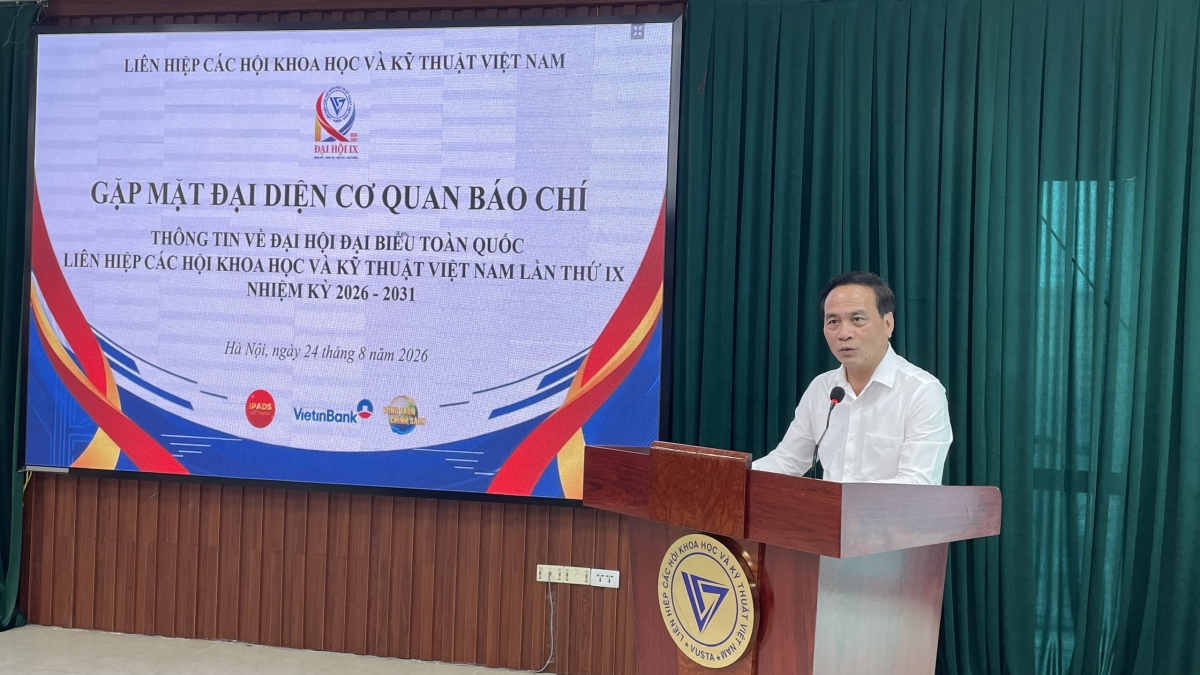 PGS.TS Phạm Ngọc Linh – Phó Chủ tịch Liên hiệp các Hội Khoa học và Kỹ thuật Việt Nam phát biểu tại buổi họp báo