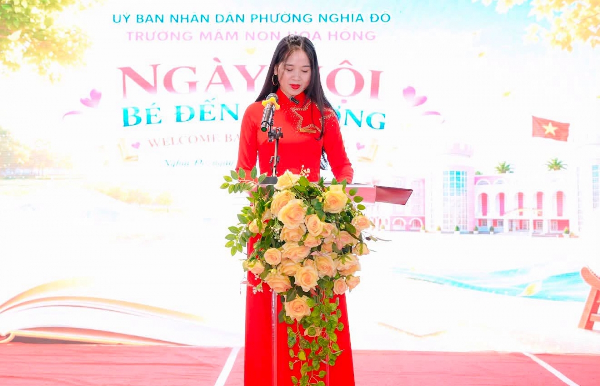 Trường Mầm non Hoa Hồng rộn ràng ngày hội đón bé đến trường