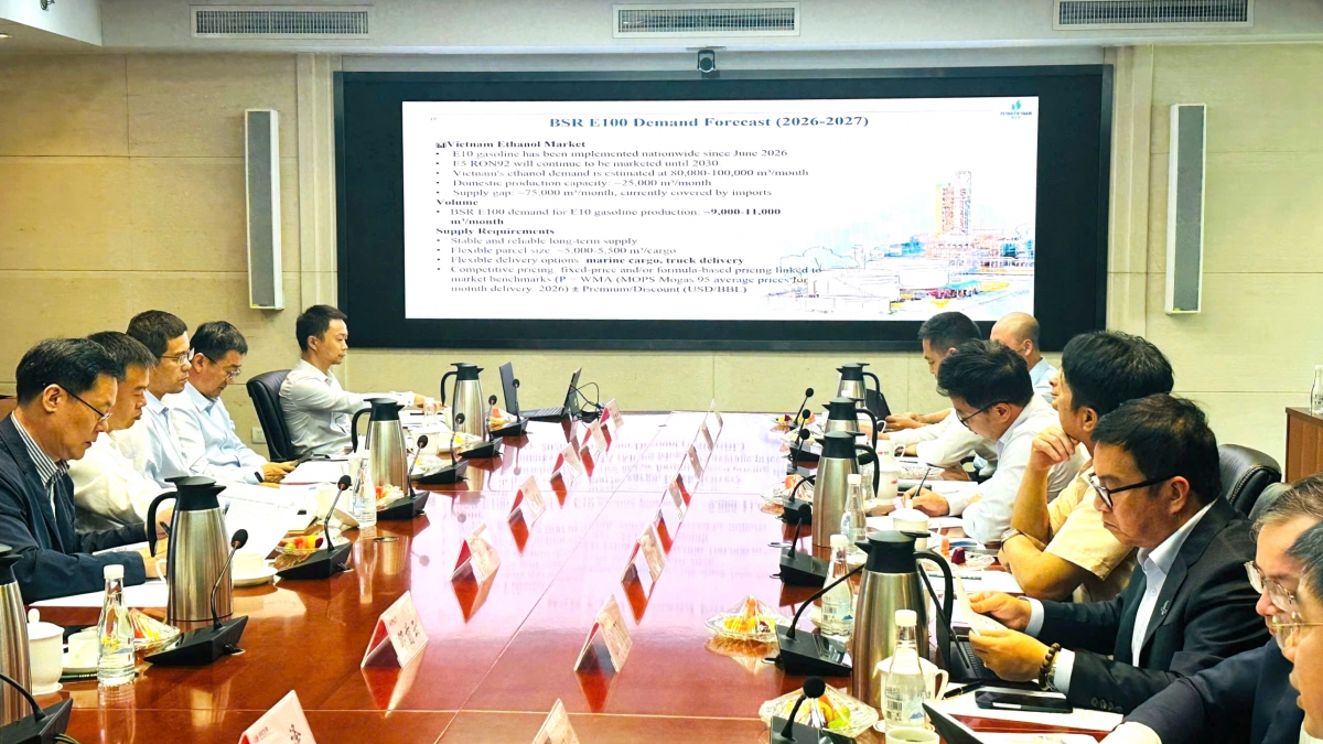 BSR làm việc với đối tác SDIC Biotech thúc đẩy hợp tác về ethanol và nhiên liệu sinh học. Ảnh: BSR
