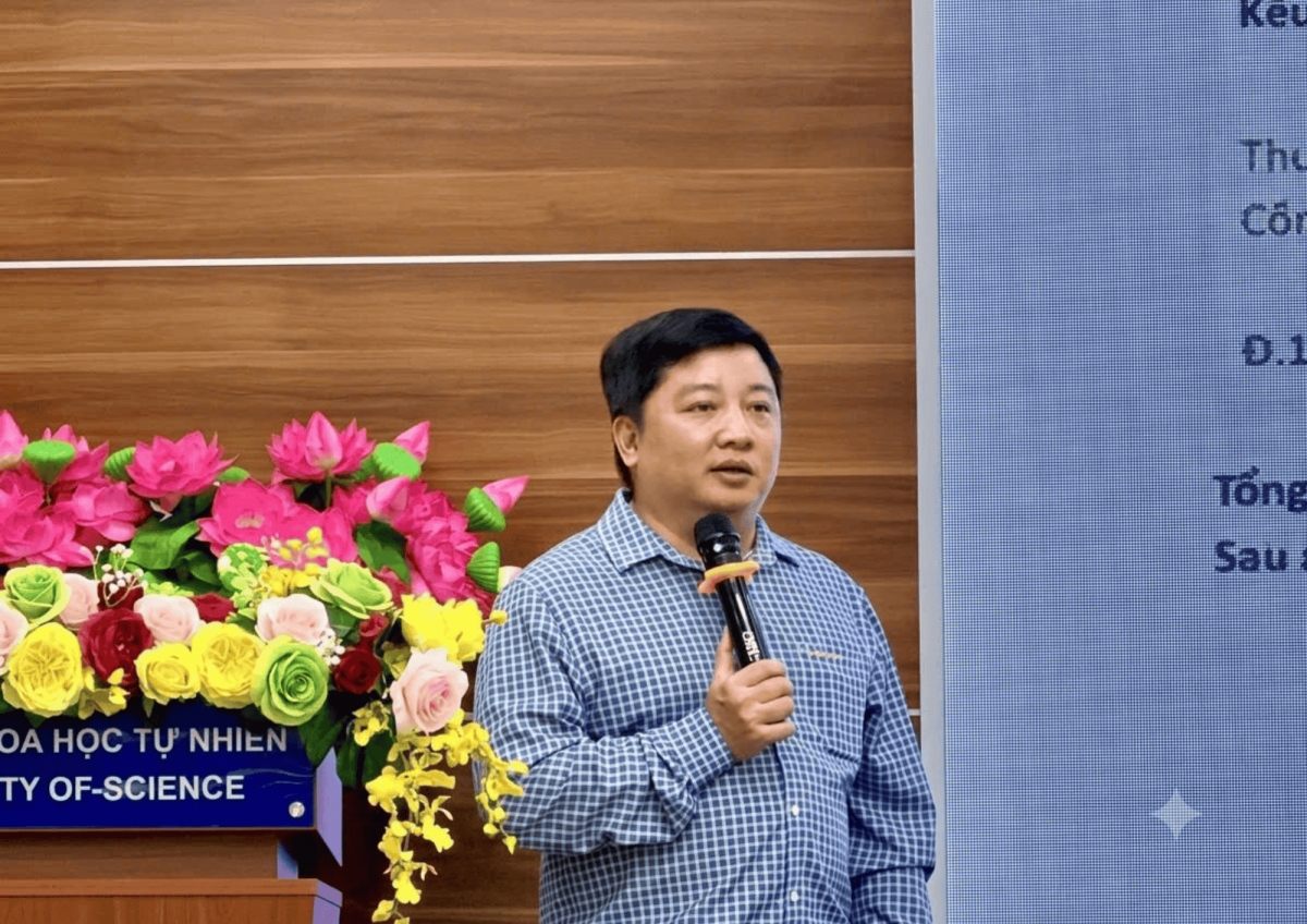 TS. Chử Đức Hoàng - Chánh Văn phòng Quỹ Đổi mới công nghệ quốc gia (NATIF) thuộc Bộ Khoa học và Công nghệ tại hội thảo. Ảnh: Nart Thái