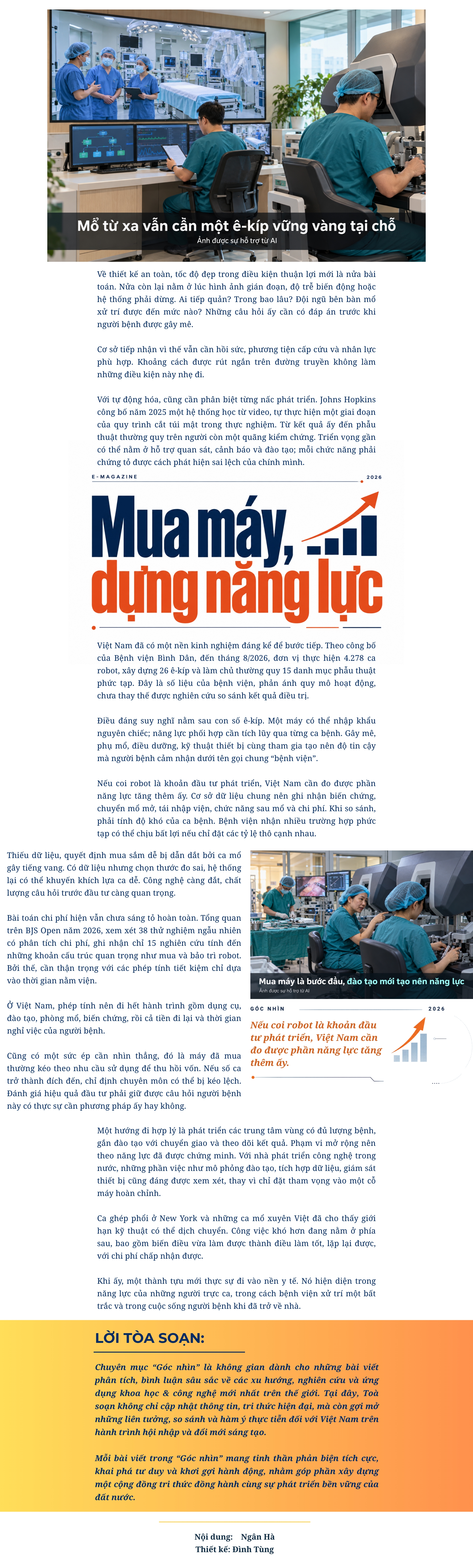 [E-Magazine] Từ những ca mổ của robot nghĩ về năng lực của cả bộ máy y tế