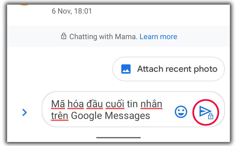 google messages ho tro ma hoa dau cuoi tin nhan khi nhan tin rcs