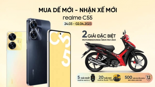 Mua realme C55: giảm giá trực tiếp 300.000 đồng, cơ hội trúng Honda Wave RSX