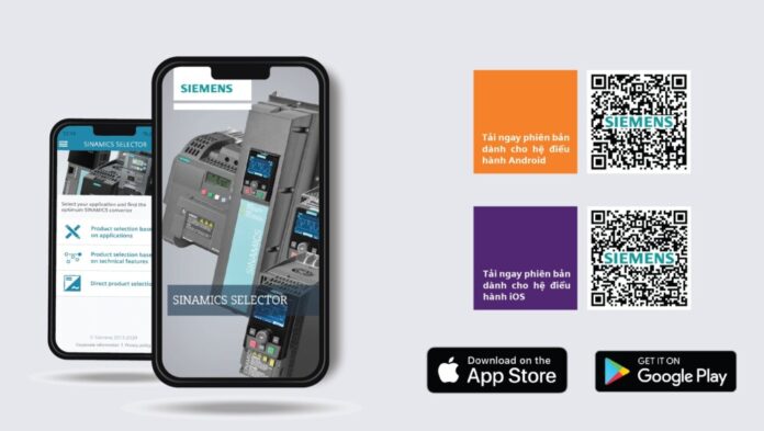 SINAMICS SELECTOR: Ứng dụng hỗ trợ lựa chọn biến tần Siemens trên điện thoạt thông minh